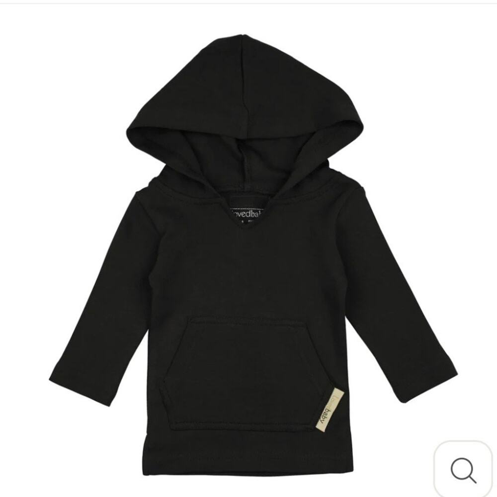 L’ovedbaby black long sleeve hooded top 5/6